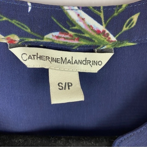 CATHERINE Malandrino Navy Blue Floral Sleeveless Dress Small - Picture 12 of 13